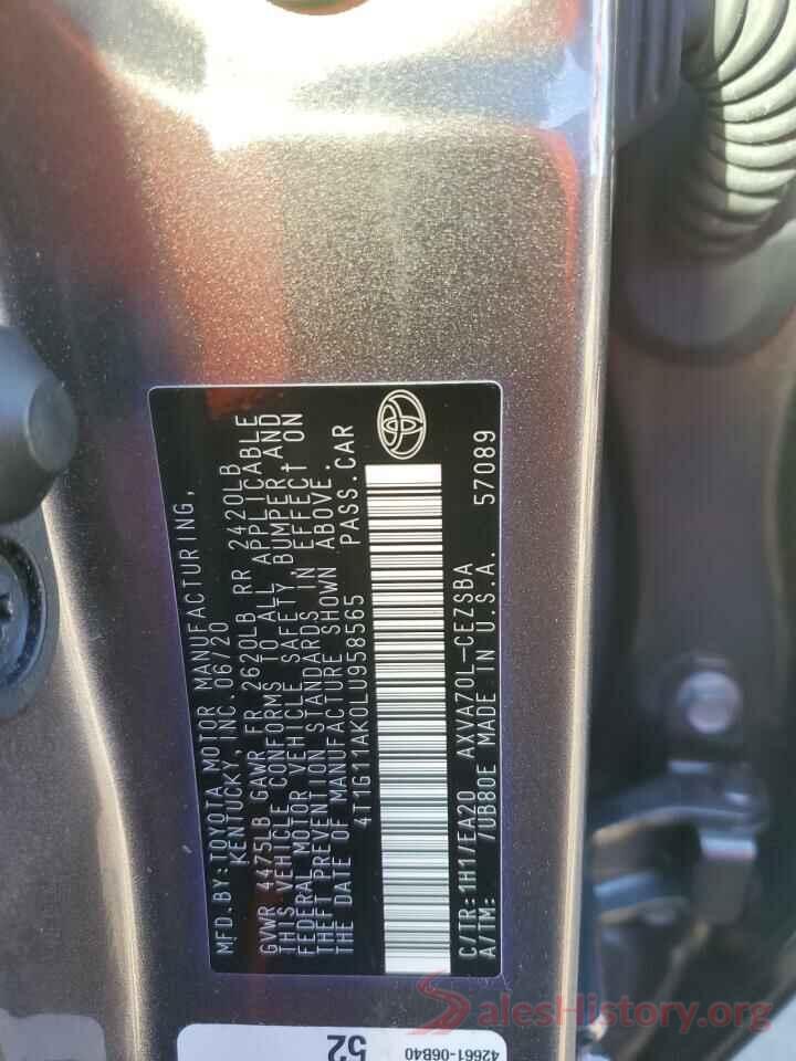 4T1G11AK0LU958565 2020 TOYOTA CAMRY