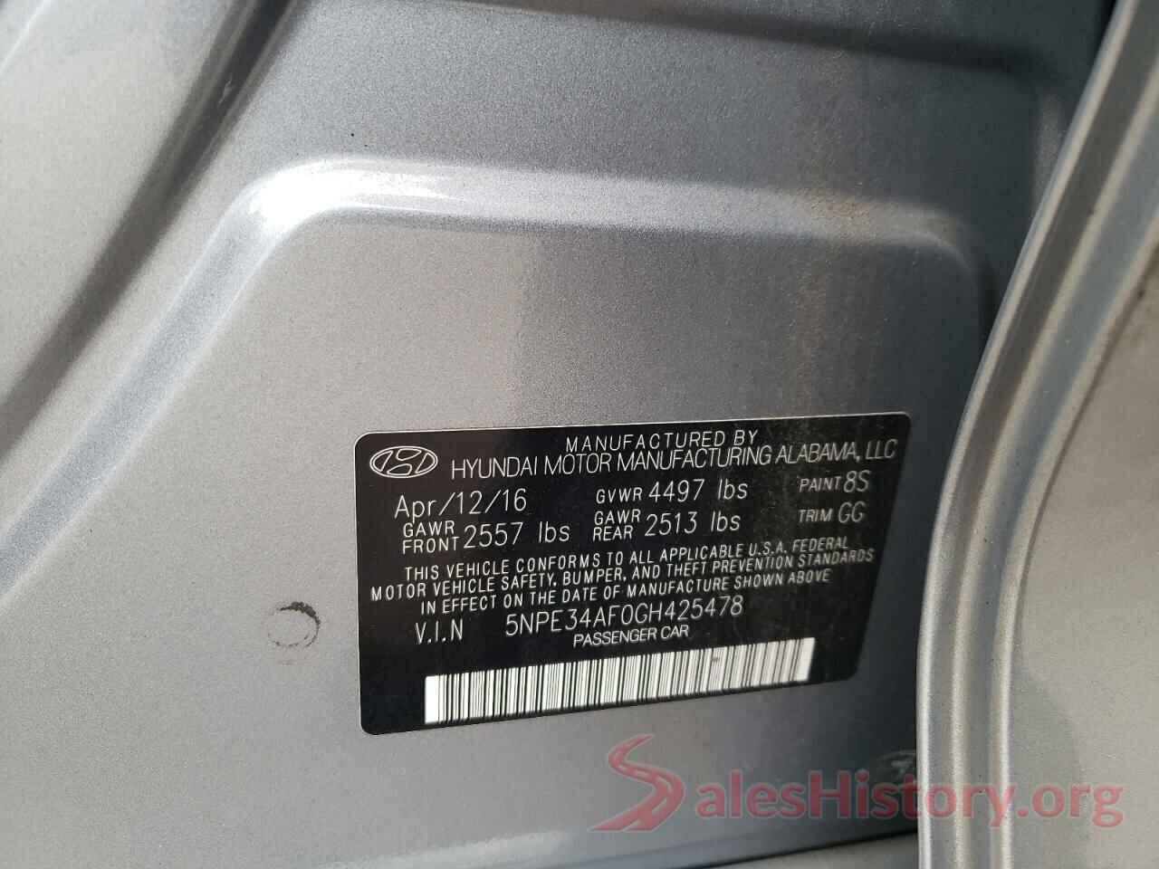 5NPE34AF0GH425478 2016 HYUNDAI SONATA