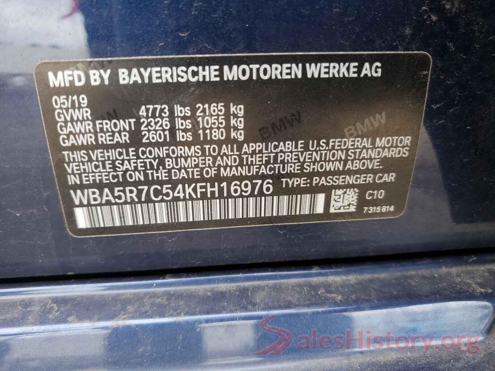 WBA5R7C54KFH16976 2019 BMW 3 SERIES