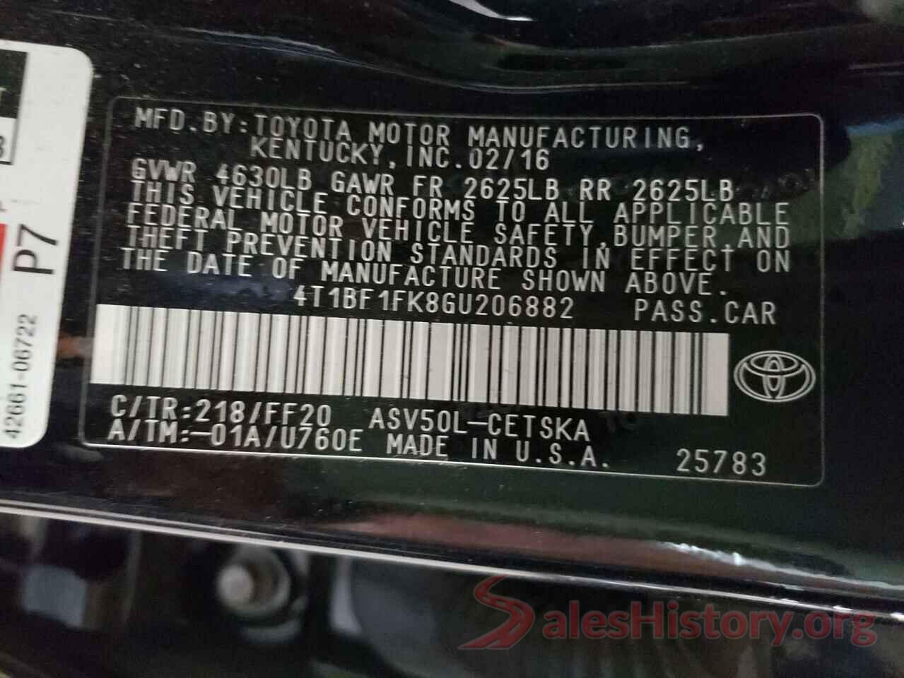 4T1BF1FK8GU206882 2016 TOYOTA CAMRY