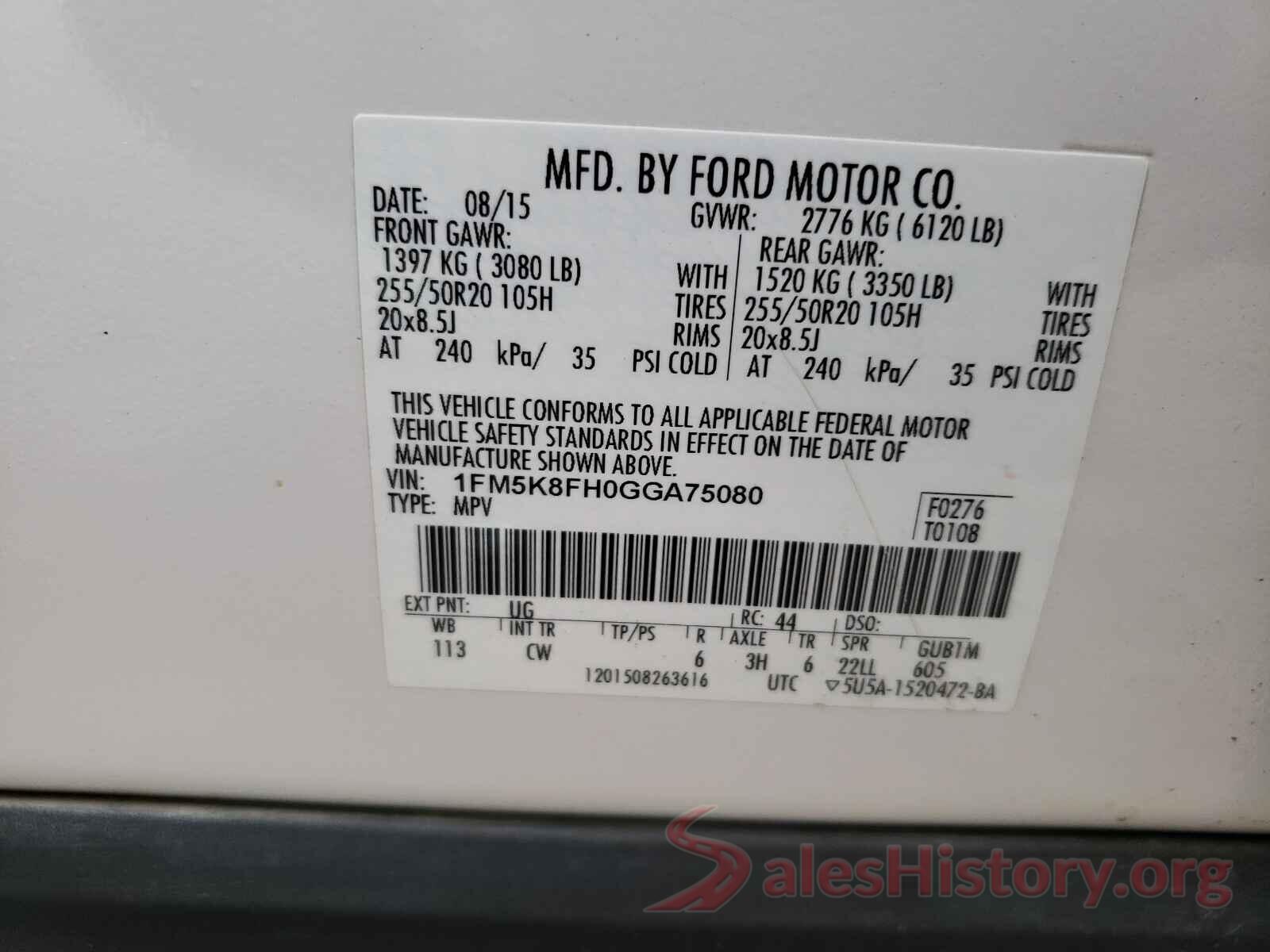 1FM5K8FH0GGA75080 2016 FORD EXPLORER