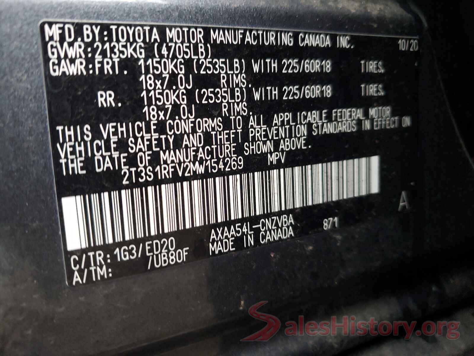 2T3S1RFV2MW154269 2021 TOYOTA RAV4