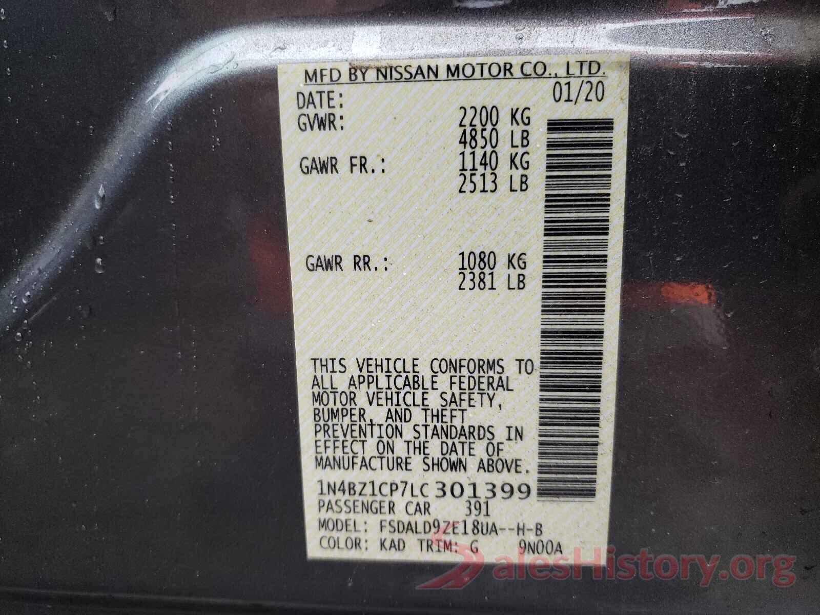 1N4BZ1CP7LC301399 2020 NISSAN LEAF