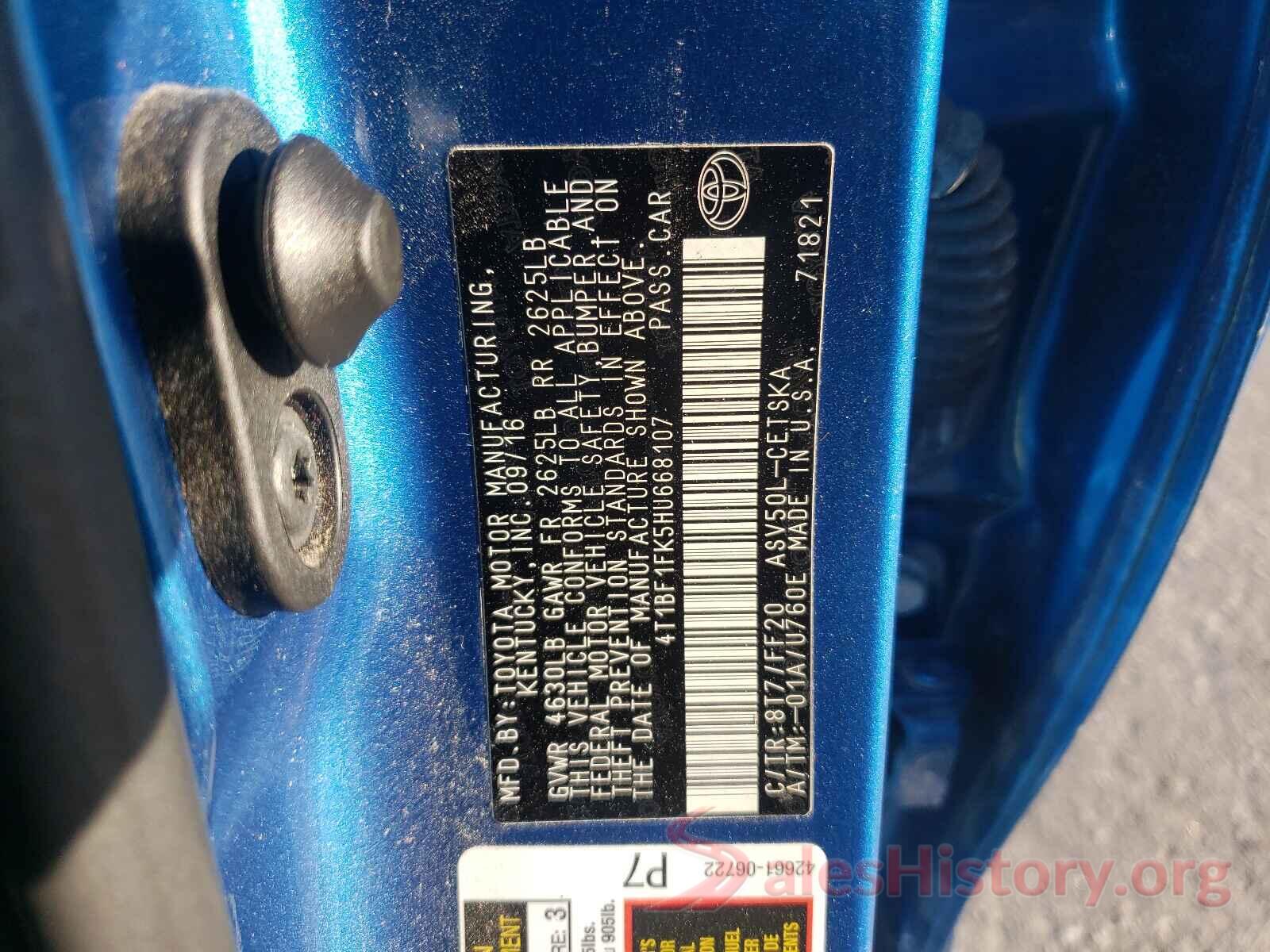 4T1BF1FK5HU668107 2017 TOYOTA CAMRY