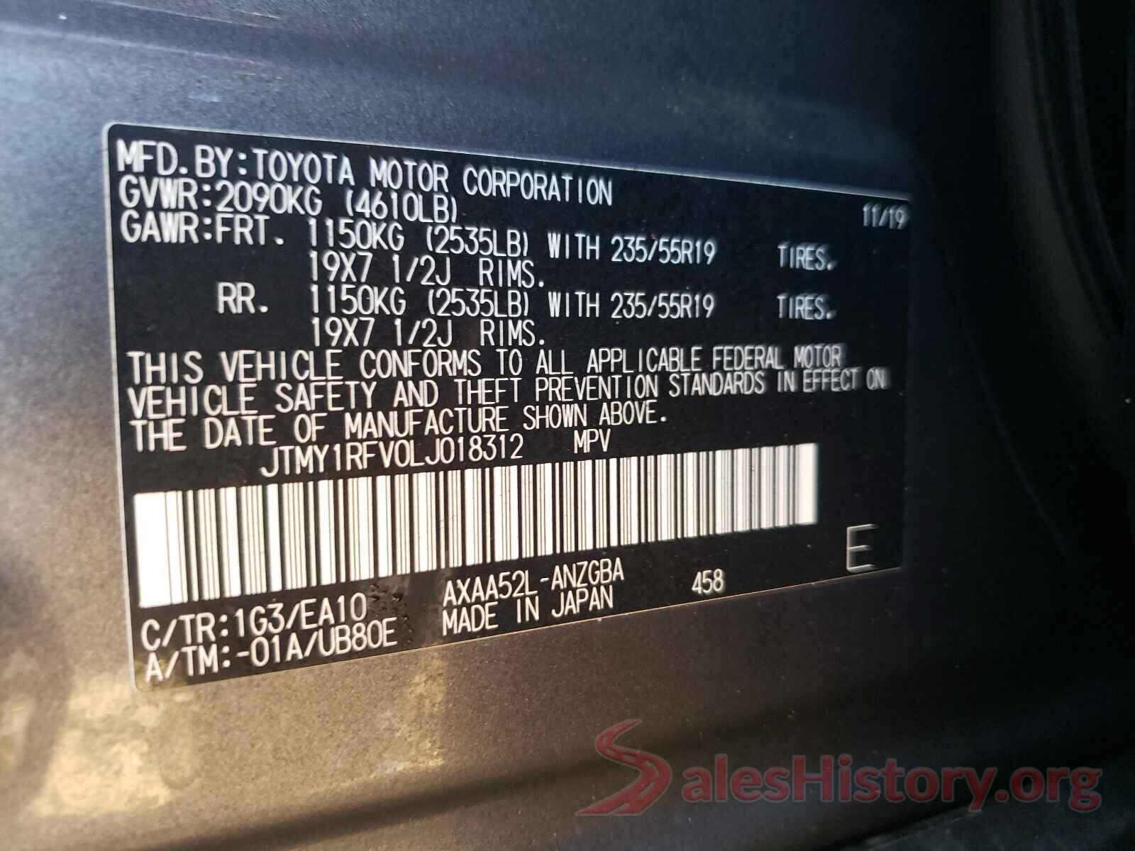 JTMY1RFV0LJ018312 2020 TOYOTA RAV4