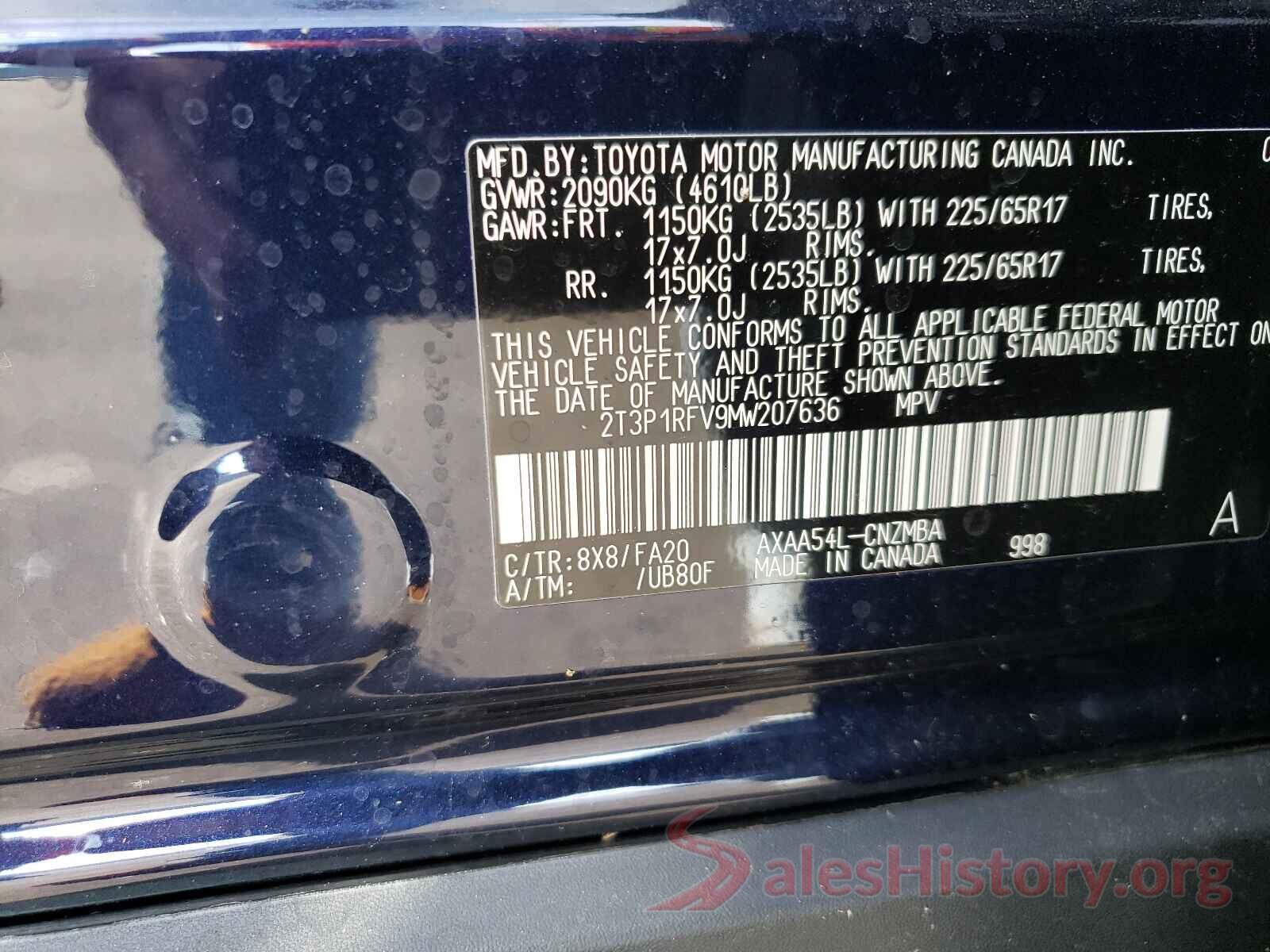 2T3P1RFV9MW207636 2021 TOYOTA RAV4