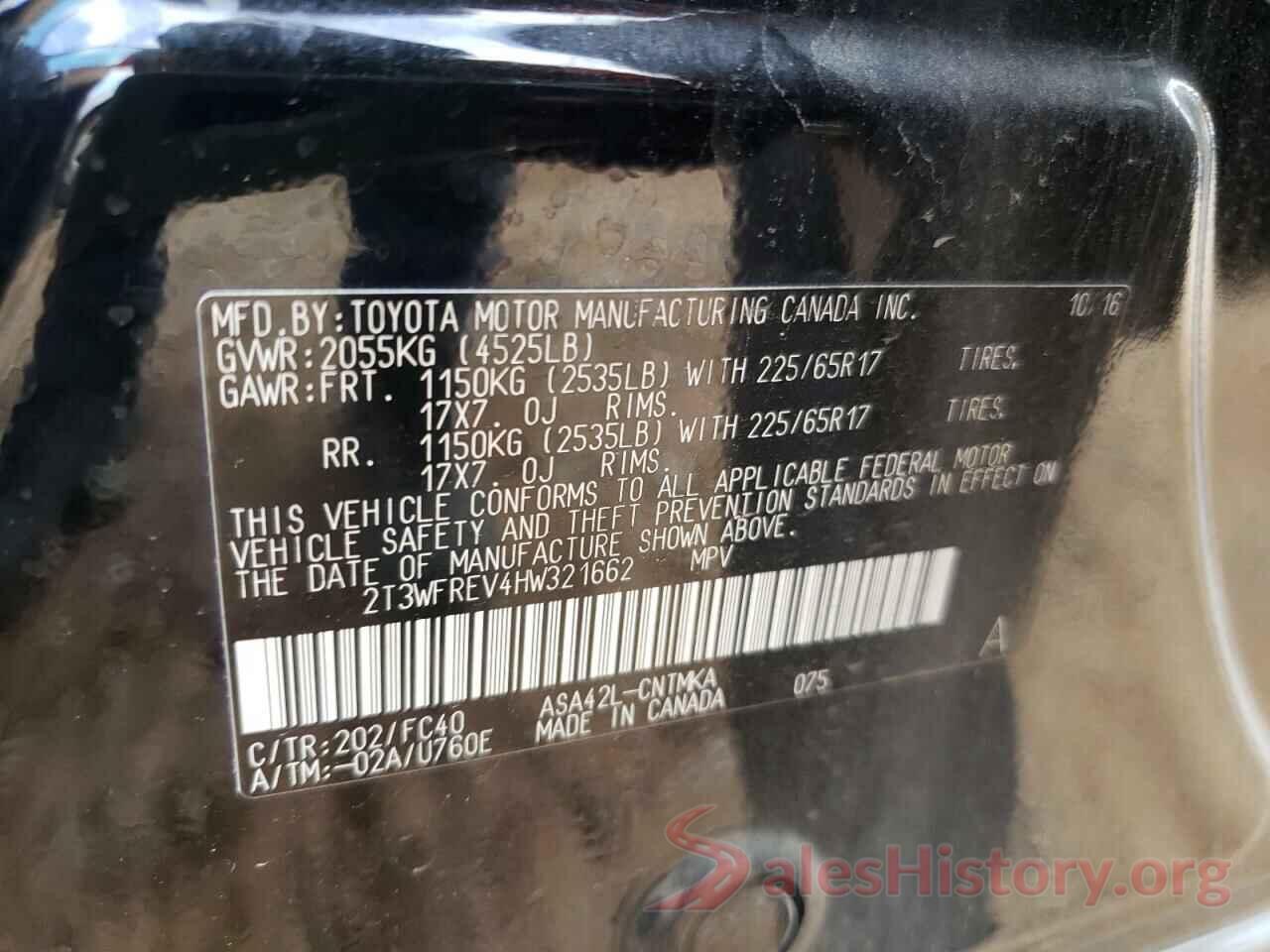 2T3WFREV4HW321662 2017 TOYOTA RAV4