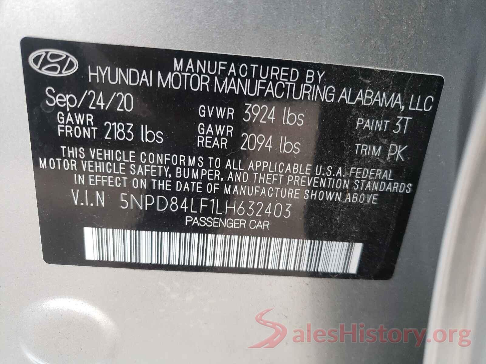 5NPD84LF1LH632403 2020 HYUNDAI ELANTRA