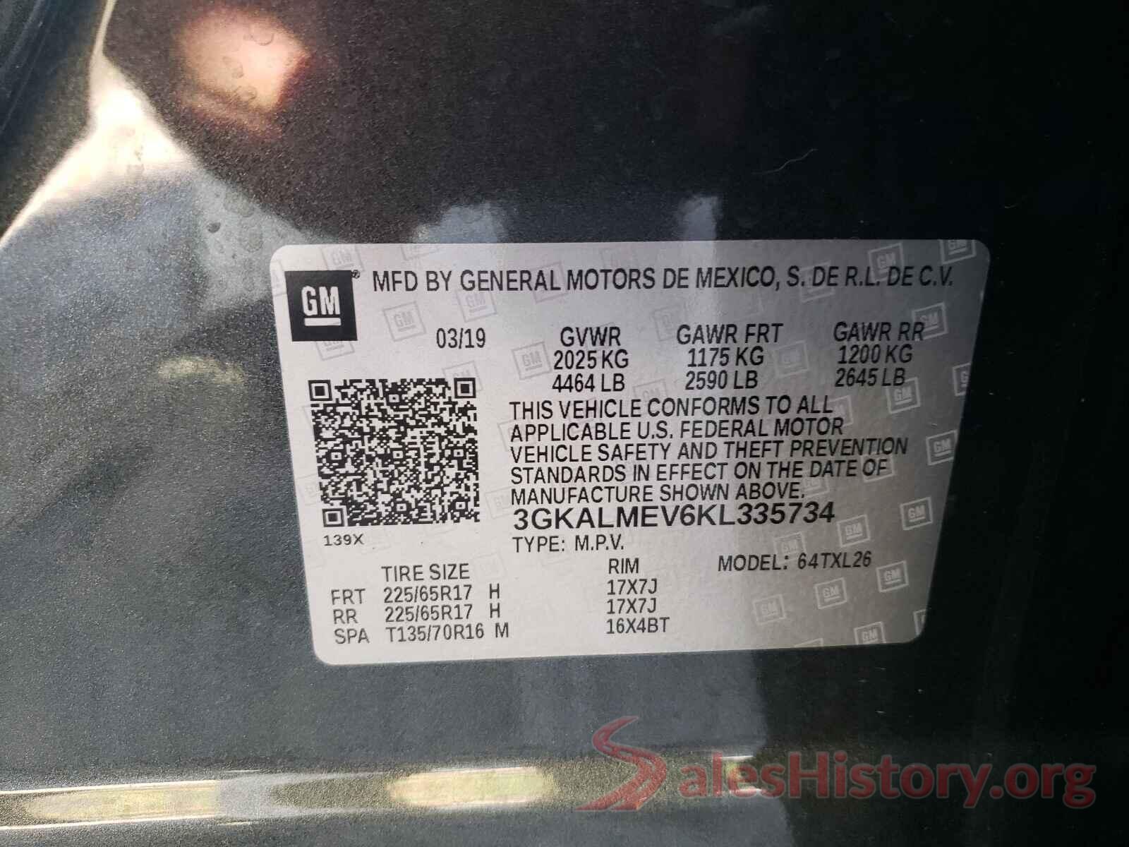 3GKALMEV6KL335734 2019 GMC TERRAIN