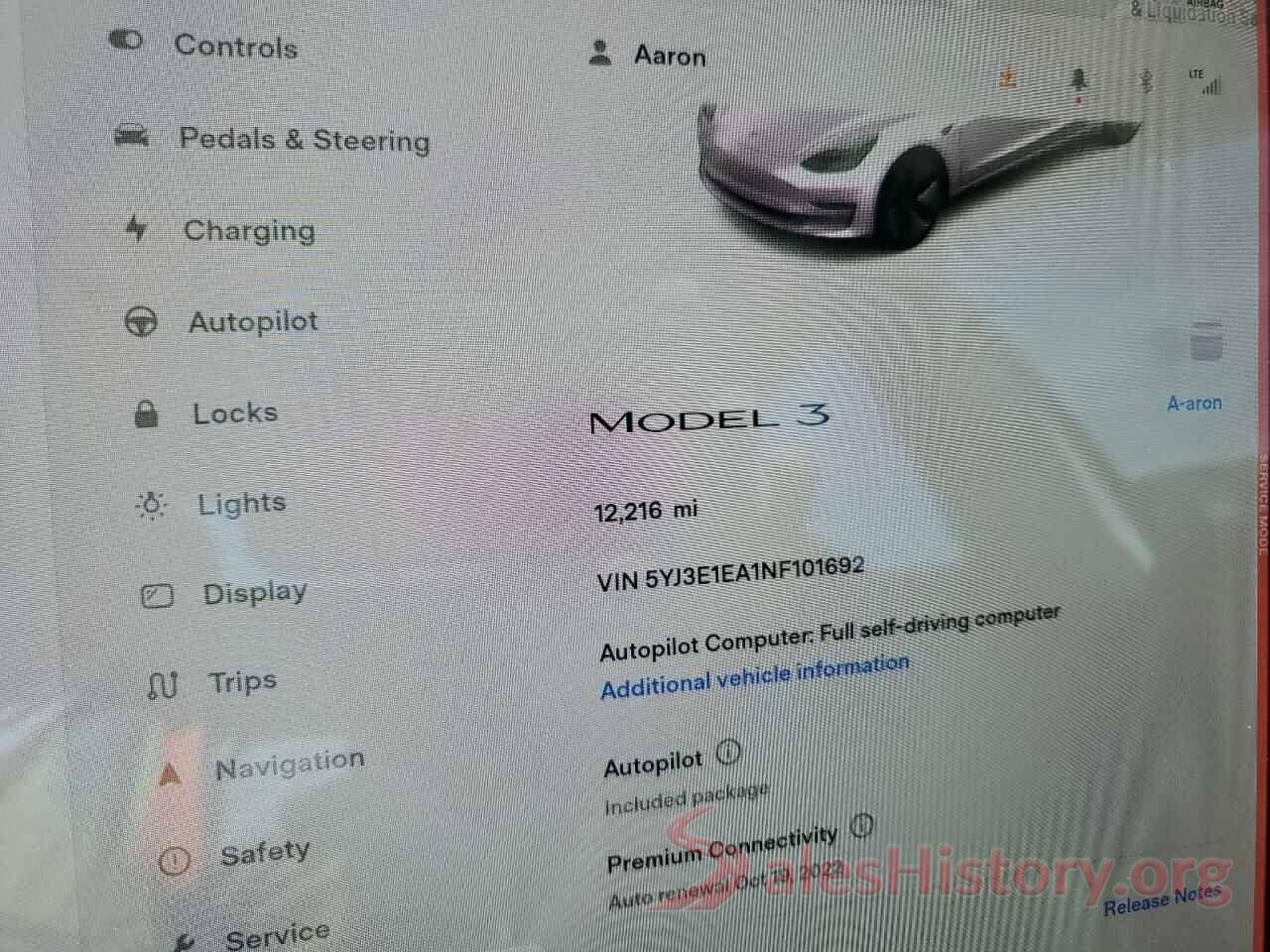 5YJ3E1EA1NF101692 2022 TESLA MODEL 3