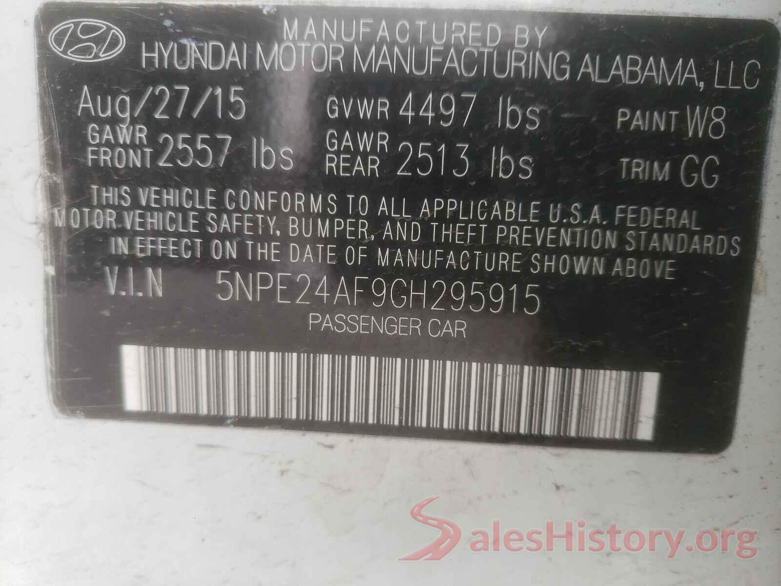 5NPE24AF9GH295915 2016 HYUNDAI SONATA