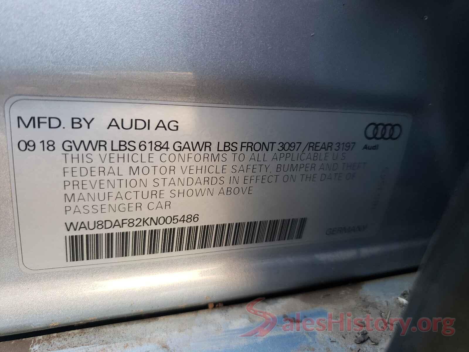 WAU8DAF82KN005486 2019 AUDI A8