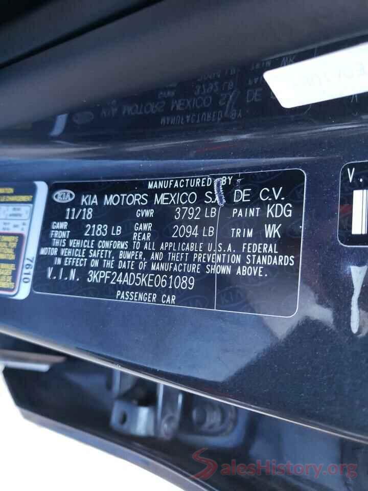 3KPF24AD5KE061089 2019 KIA FORTE