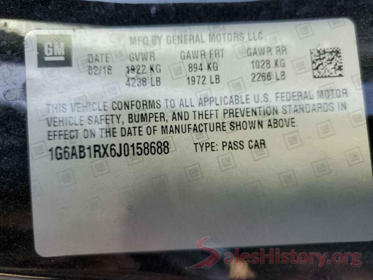 1G6AB1RX6J0158688 2018 CADILLAC ATS