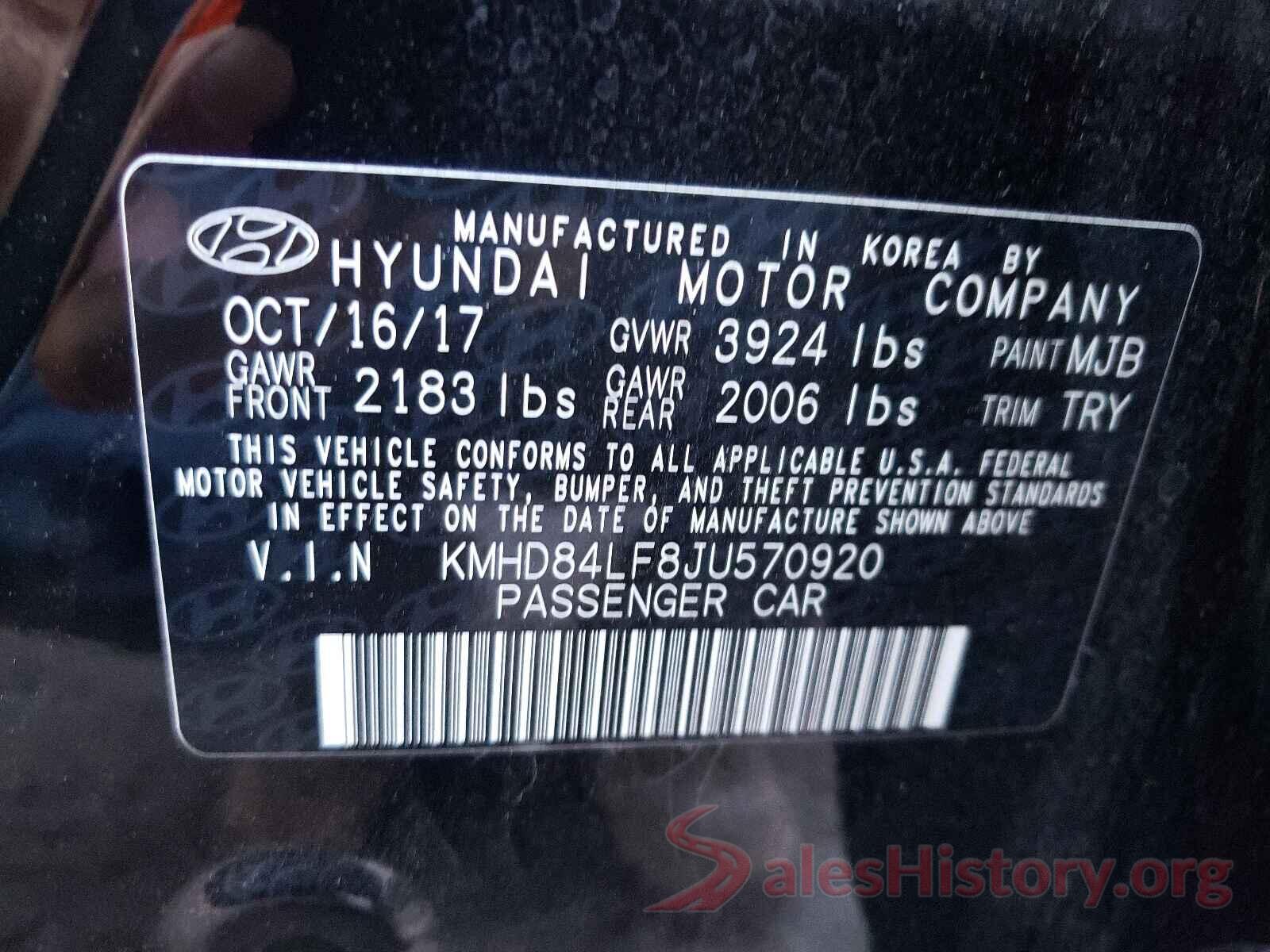 KMHD84LF8JU570920 2018 HYUNDAI ELANTRA