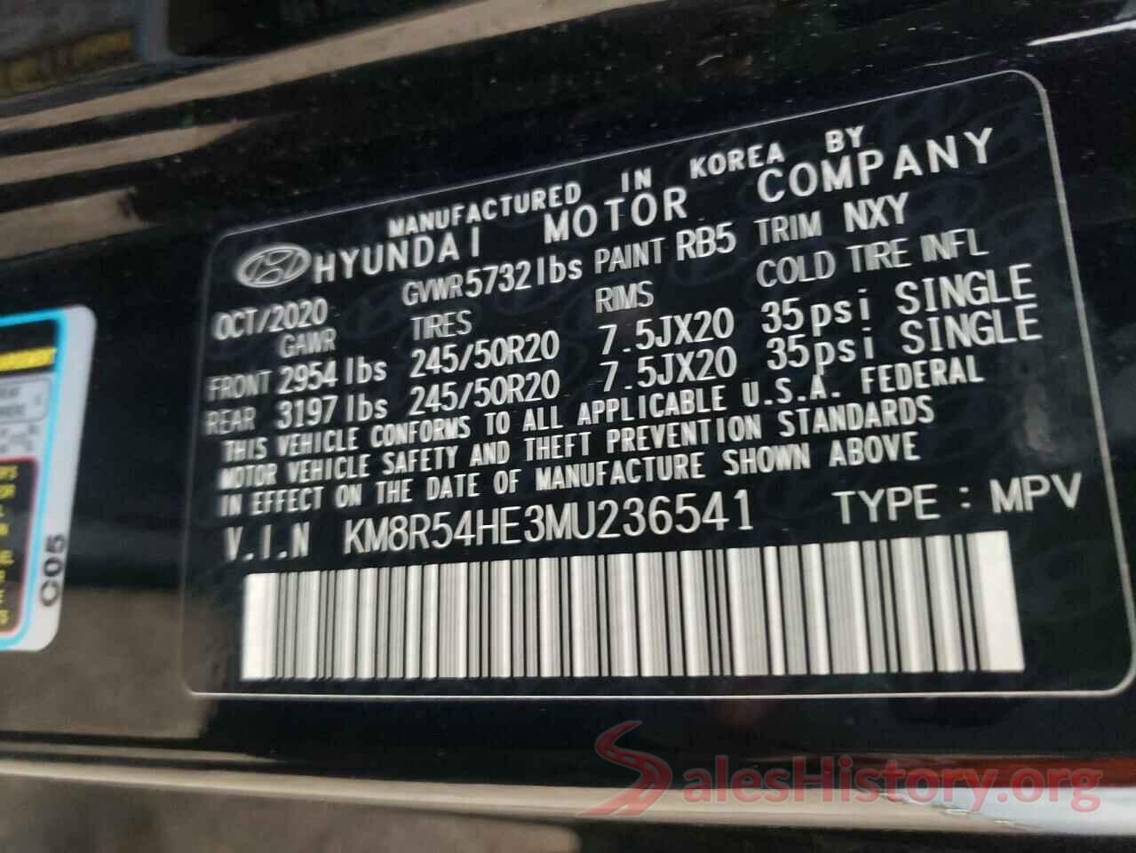 KM8R54HE3MU236541 2021 HYUNDAI PALISADE