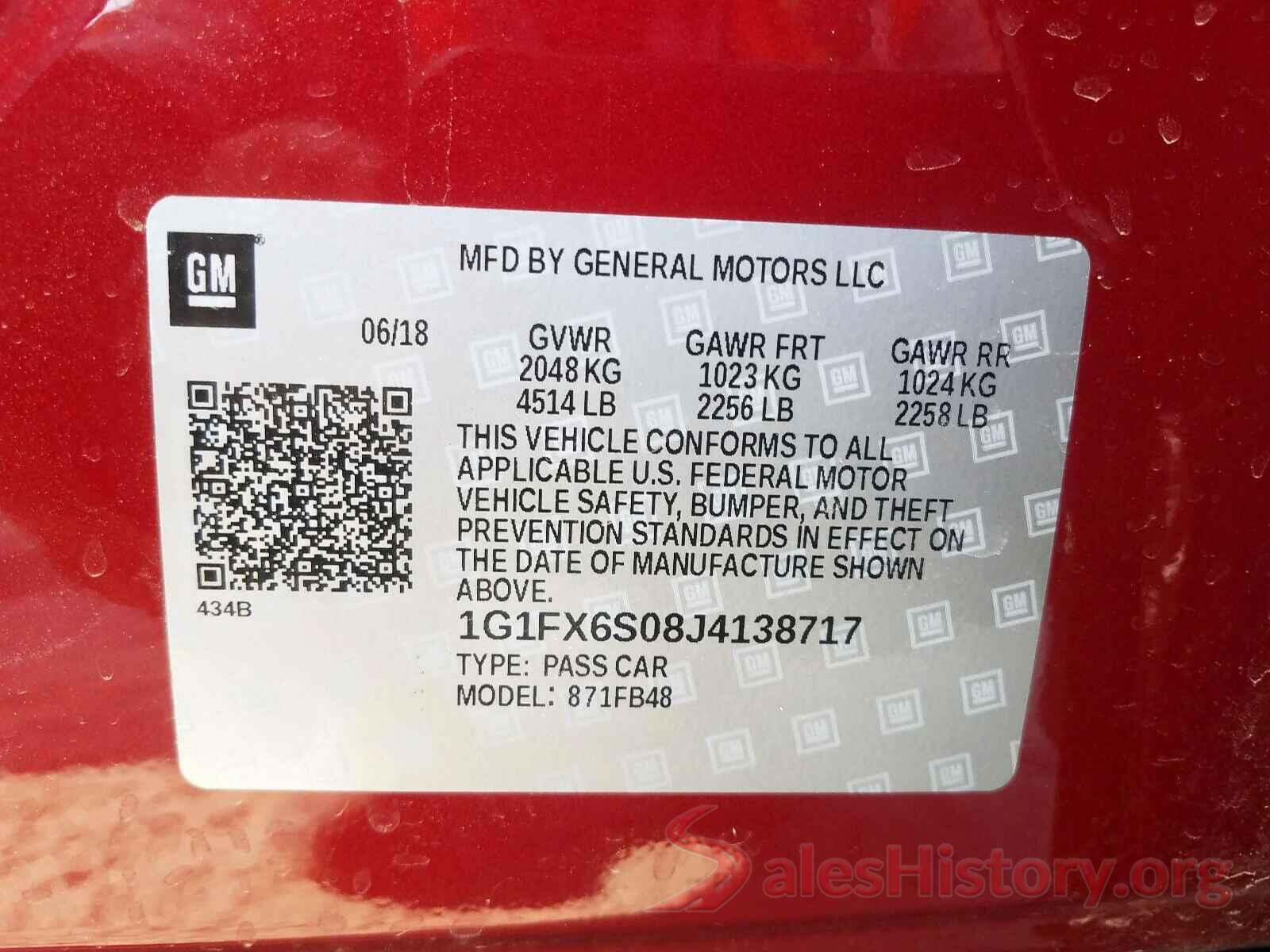 1G1FX6S08J4138717 2018 CHEVROLET BOLT