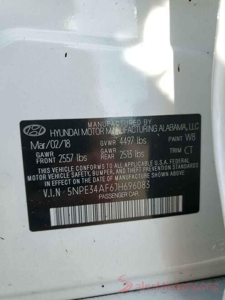 5NPE34AF6JH696083 2018 HYUNDAI SONATA