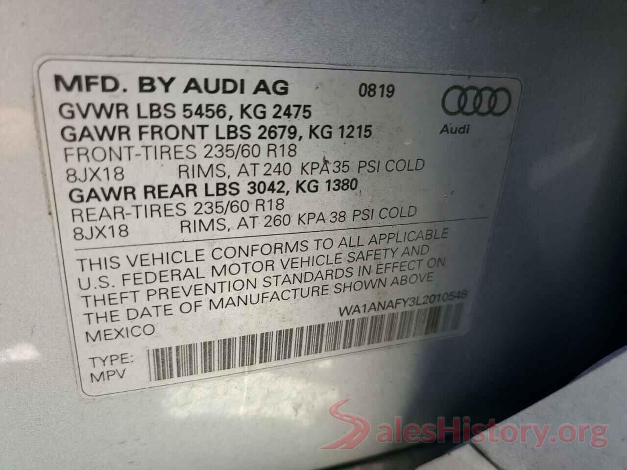 WA1ANAFY3L2010548 2020 AUDI Q5