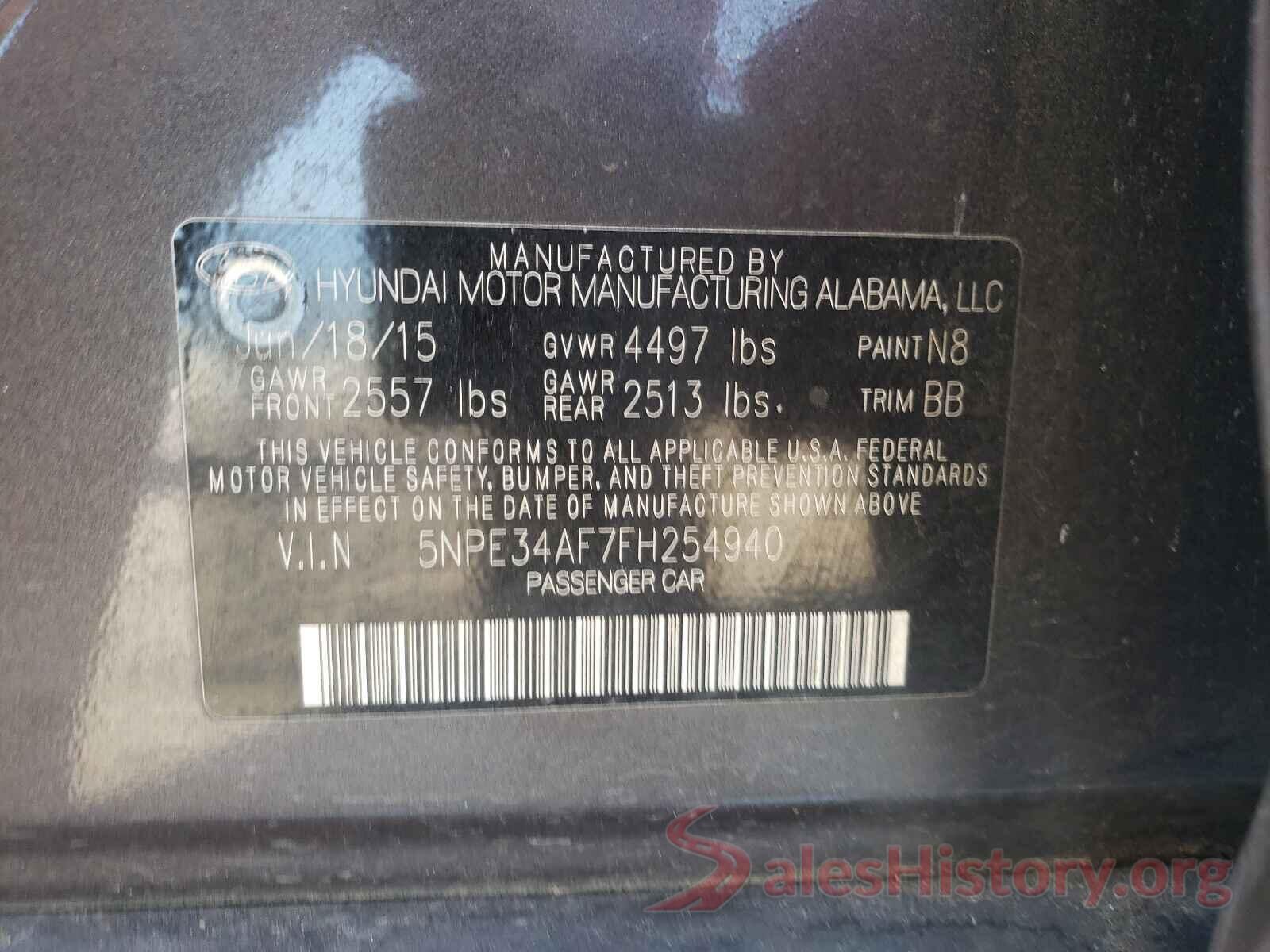 5NPE34AF7FH254940 2015 HYUNDAI SONATA