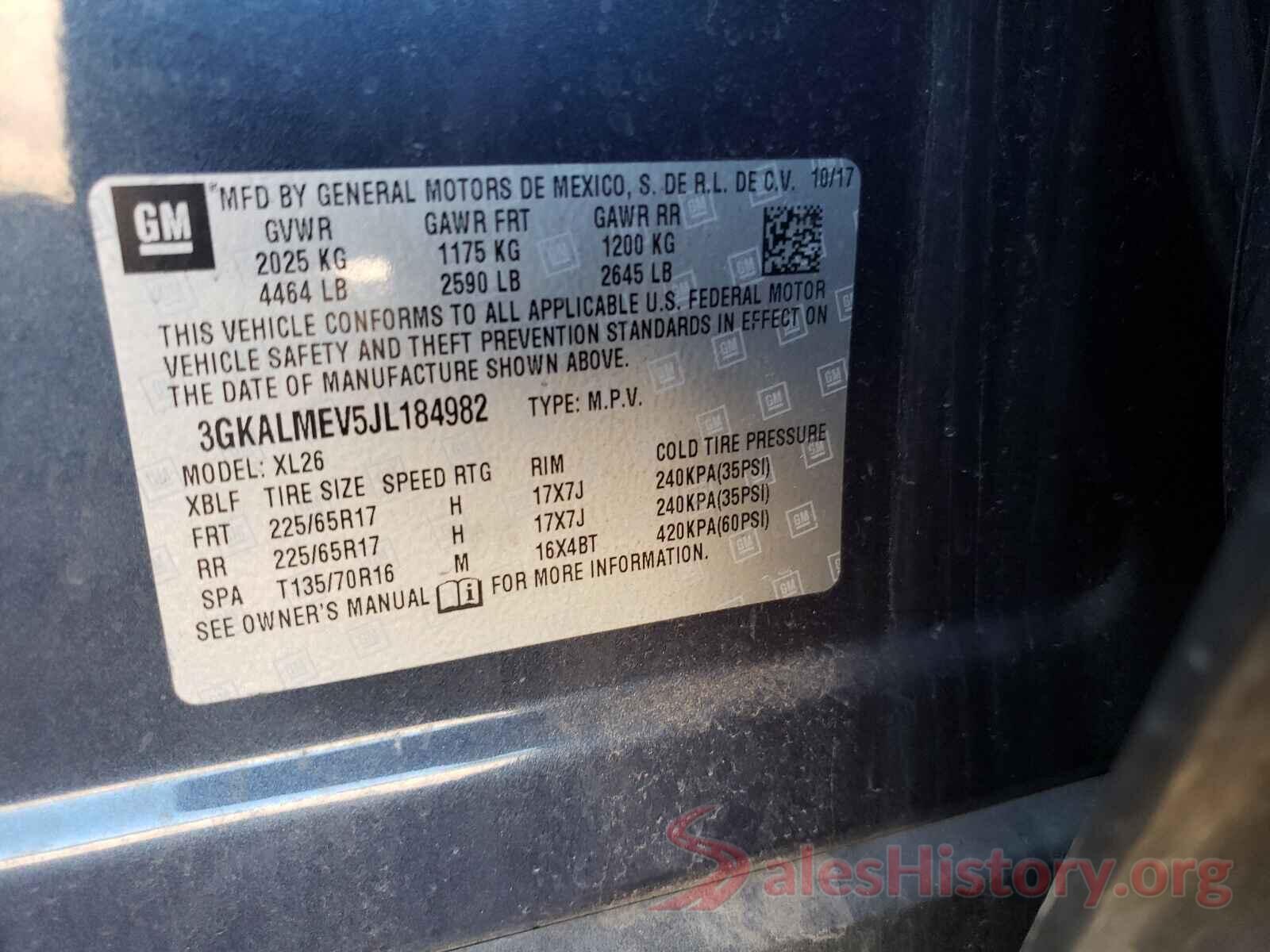 3GKALMEV5JL184982 2018 GMC TERRAIN