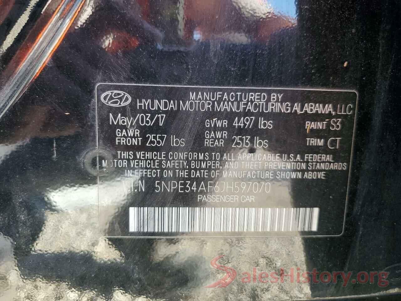 5NPE34AF6JH597070 2018 HYUNDAI SONATA