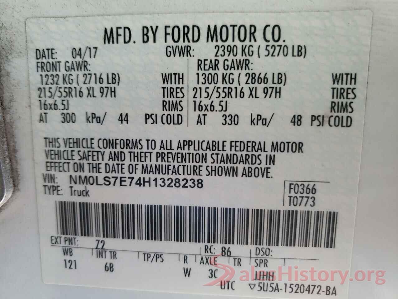 NM0LS7E74H1328238 2017 FORD TRANSIT CO