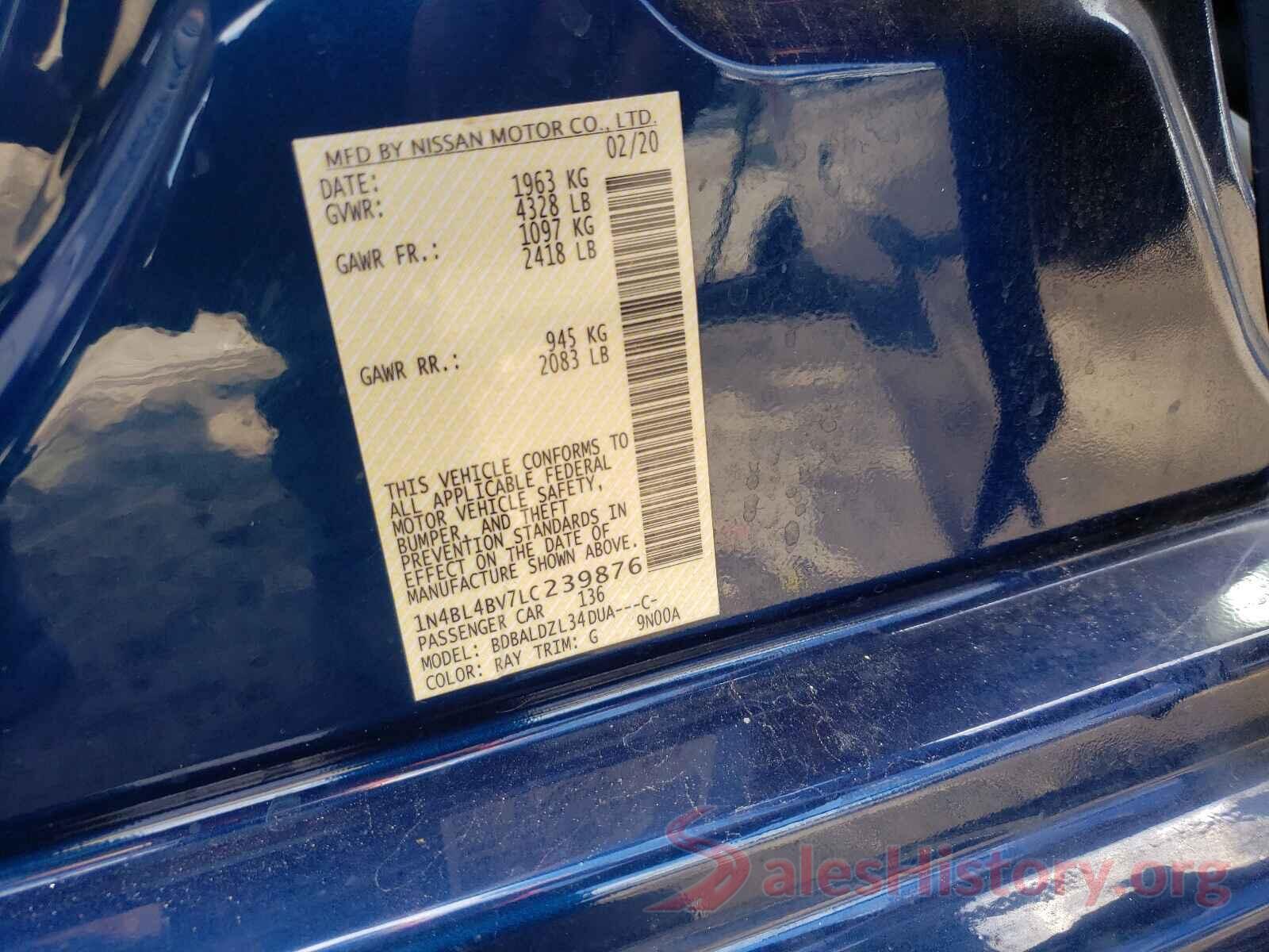 1N4BL4BV7LC239876 2020 NISSAN ALTIMA