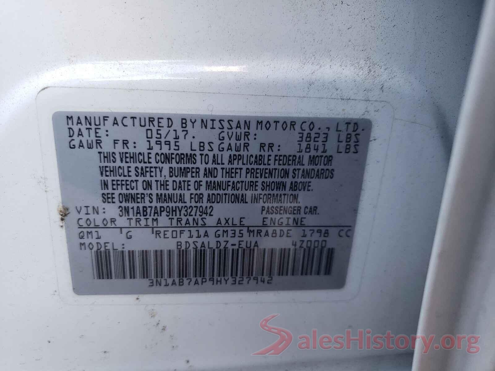 3N1AB7AP9HY327942 2017 NISSAN SENTRA