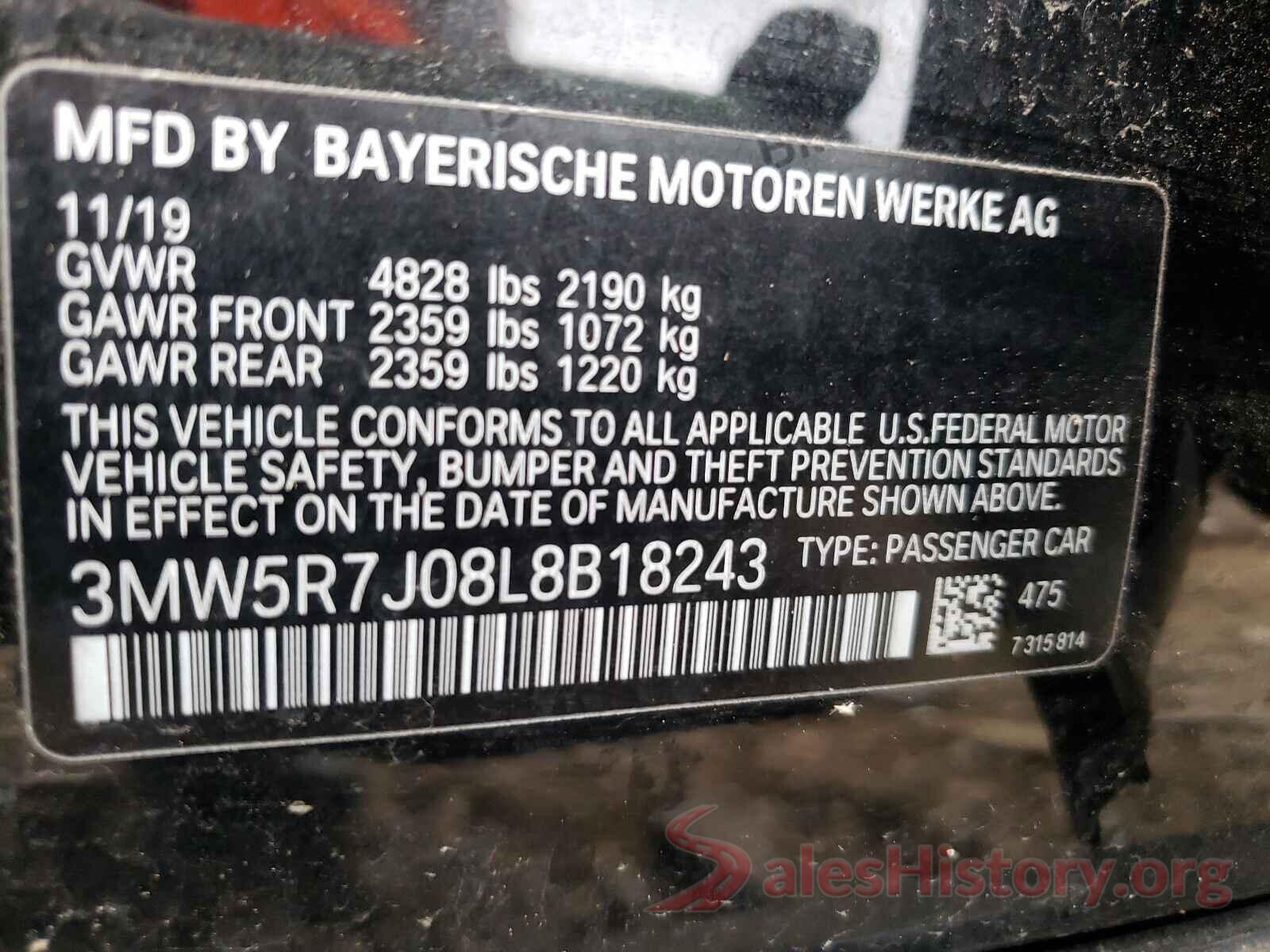 3MW5R7J08L8B18243 2020 BMW 3 SERIES