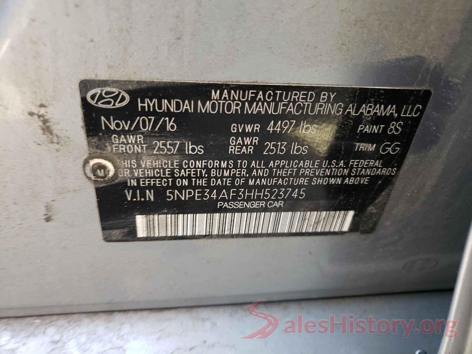 5NPE34AF3HH523745 2017 HYUNDAI SONATA