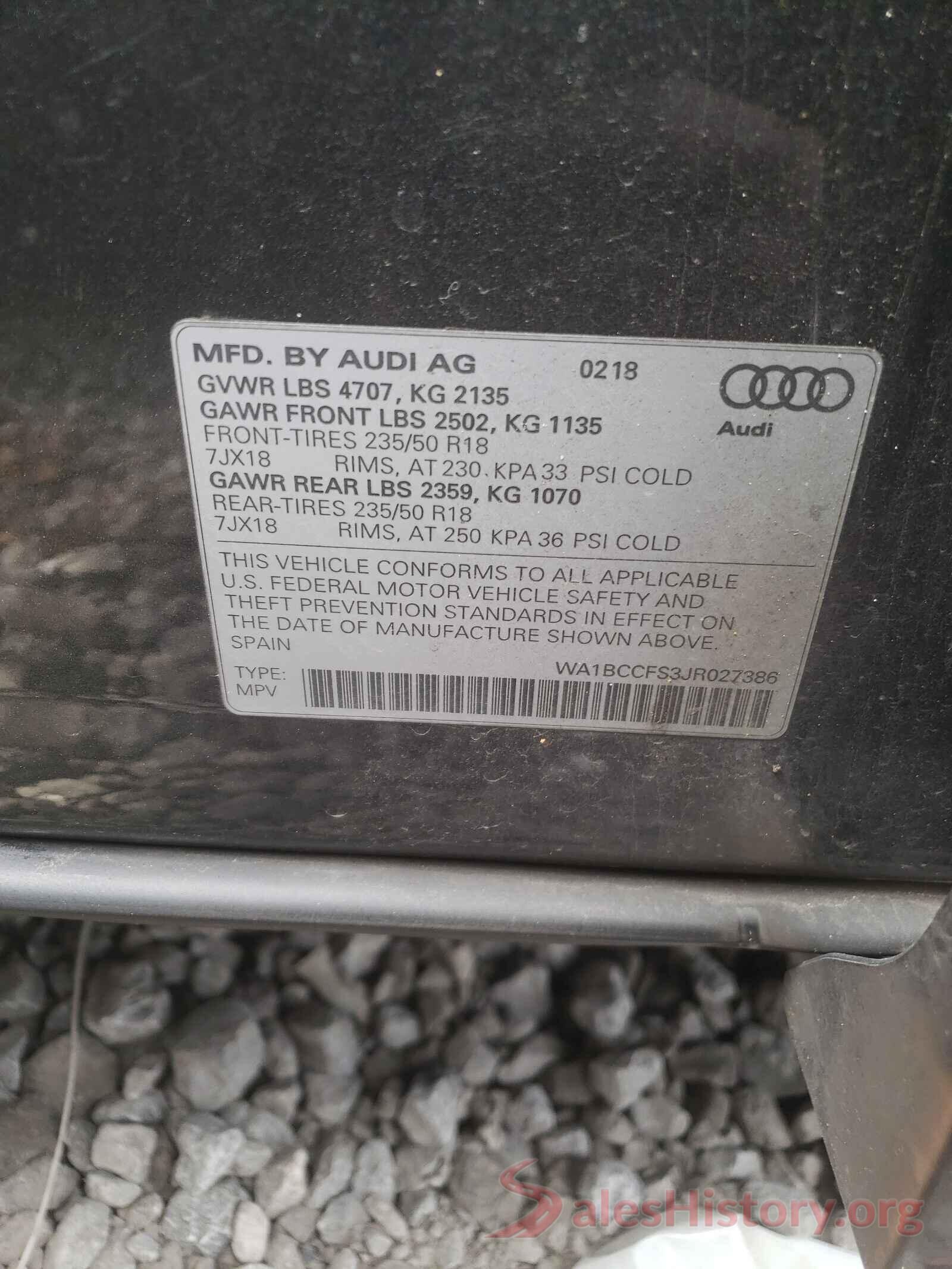 WA1BCCFS3JR027386 2018 AUDI Q3