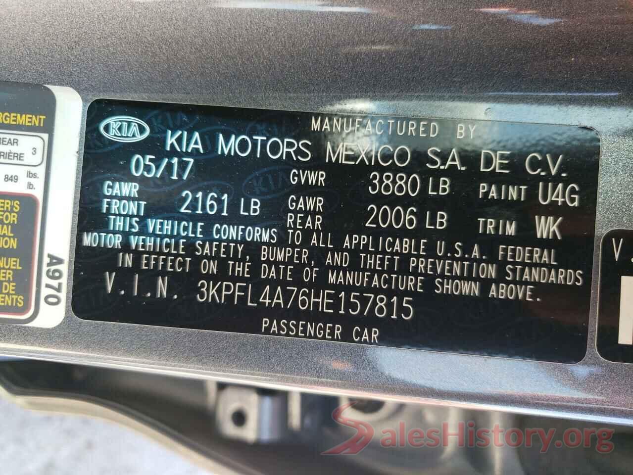 3KPFL4A76HE157815 2017 KIA FORTE