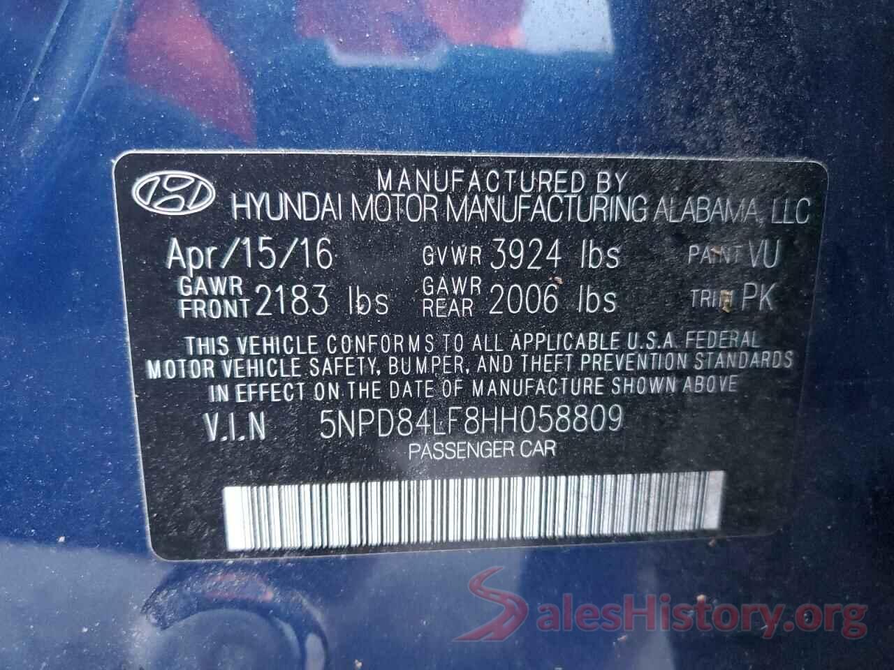 5NPD84LF8HH058809 2017 HYUNDAI ELANTRA