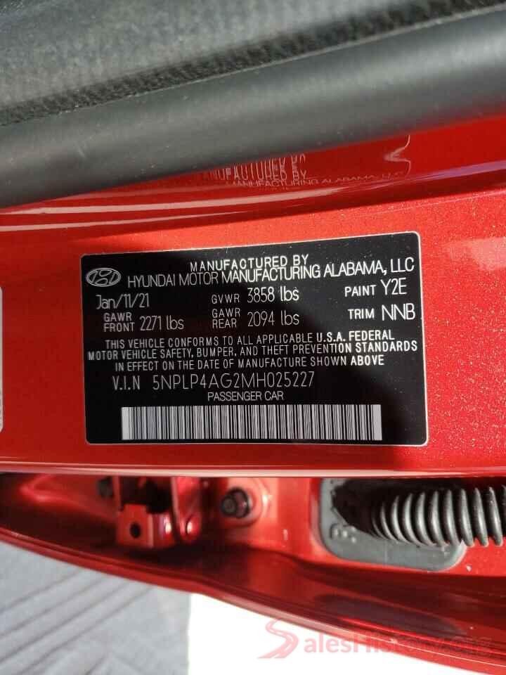 5NPLP4AG2MH025227 2021 HYUNDAI ELANTRA