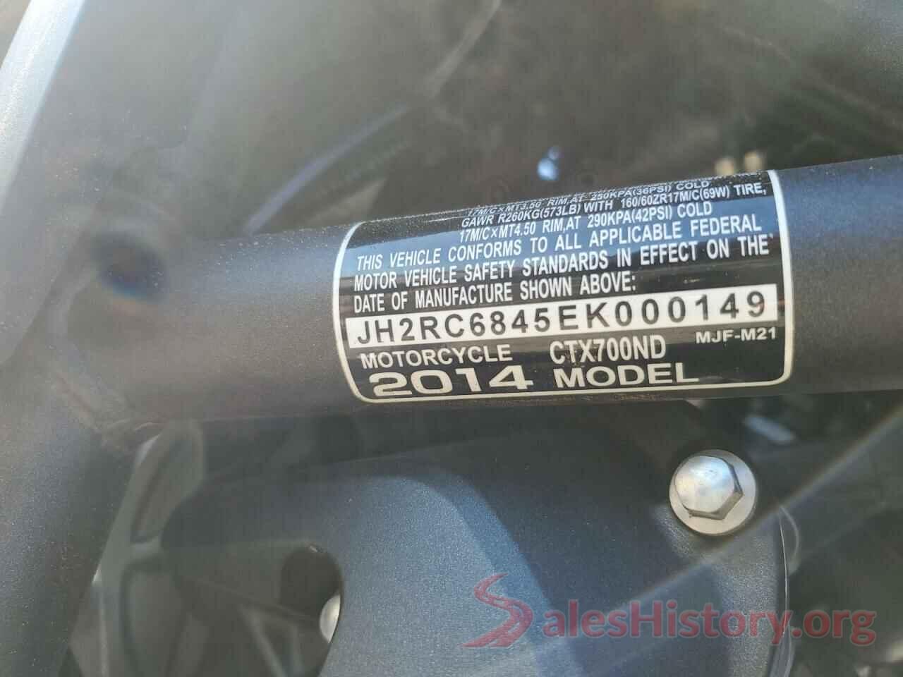 JH2RC6845EK000149 2014 HONDA CTX CYCLE