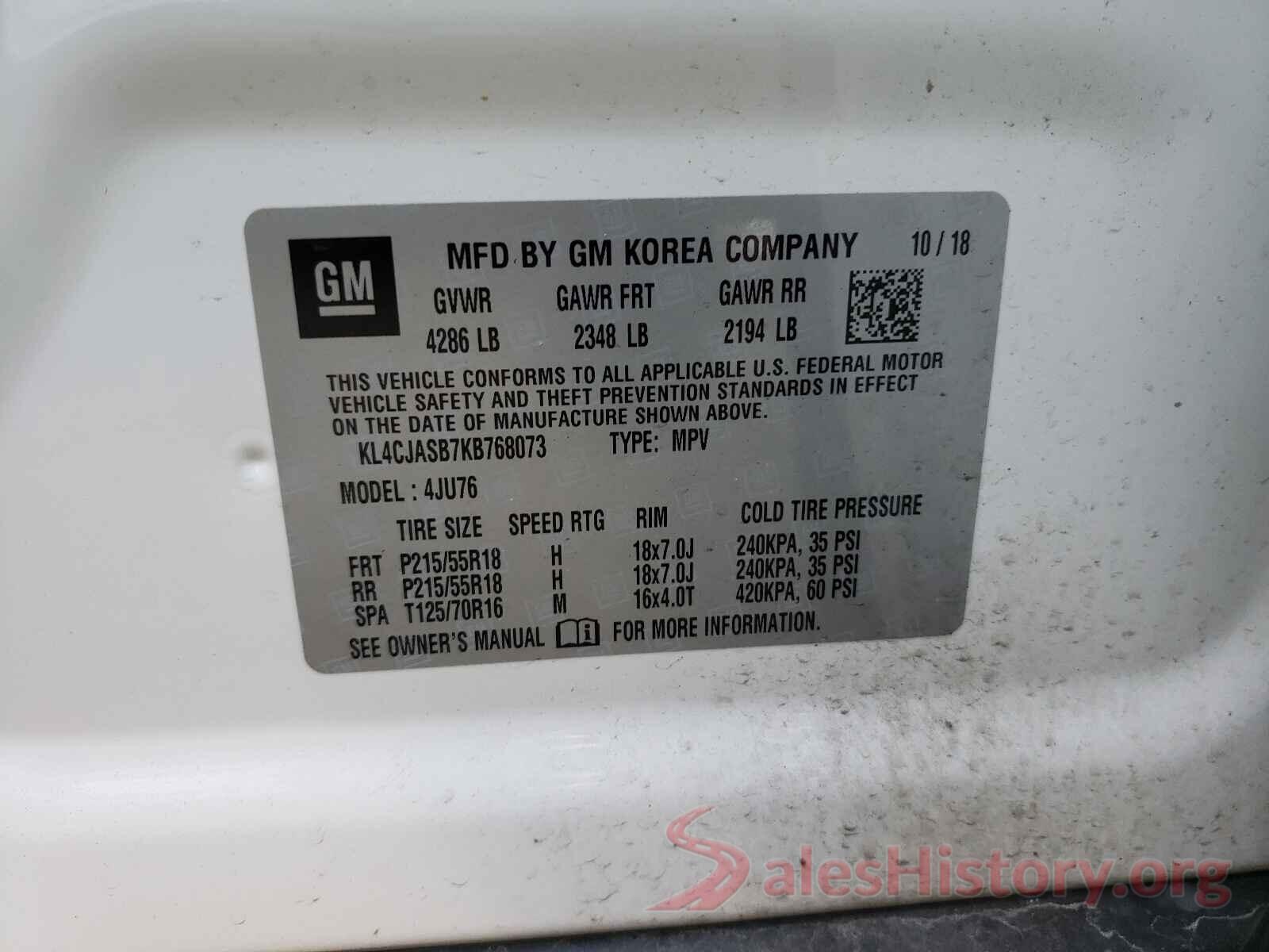 KL4CJASB7KB768073 2019 BUICK ENCORE