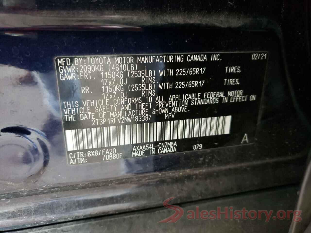 2T3P1RFV2MW183387 2021 TOYOTA RAV4