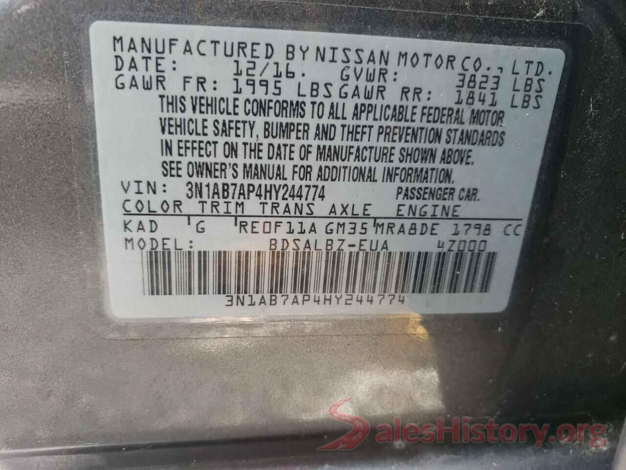 3N1AB7AP4HY244774 2017 NISSAN SENTRA