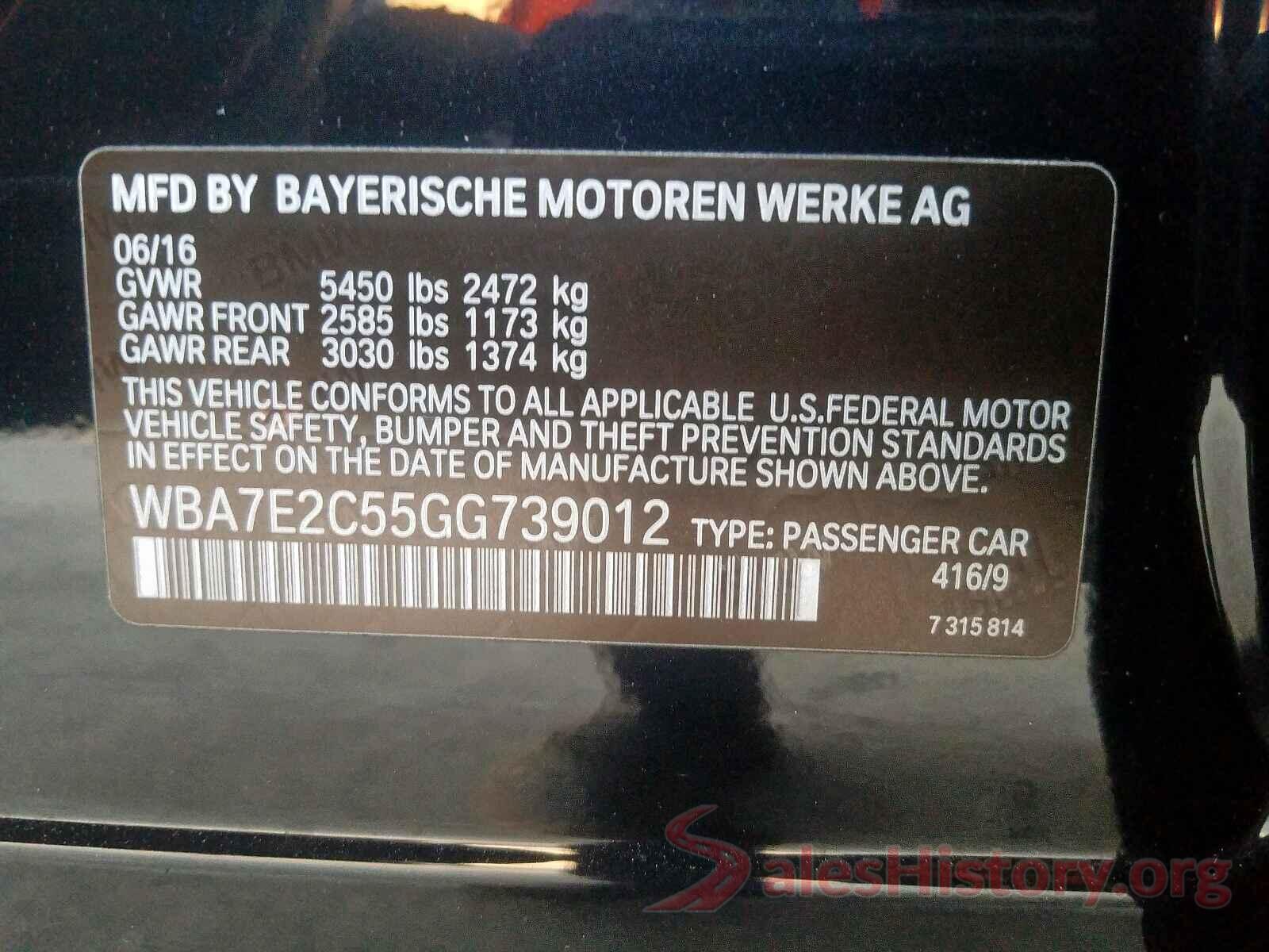 WBA7E2C55GG739012 2016 BMW 7 SERIES