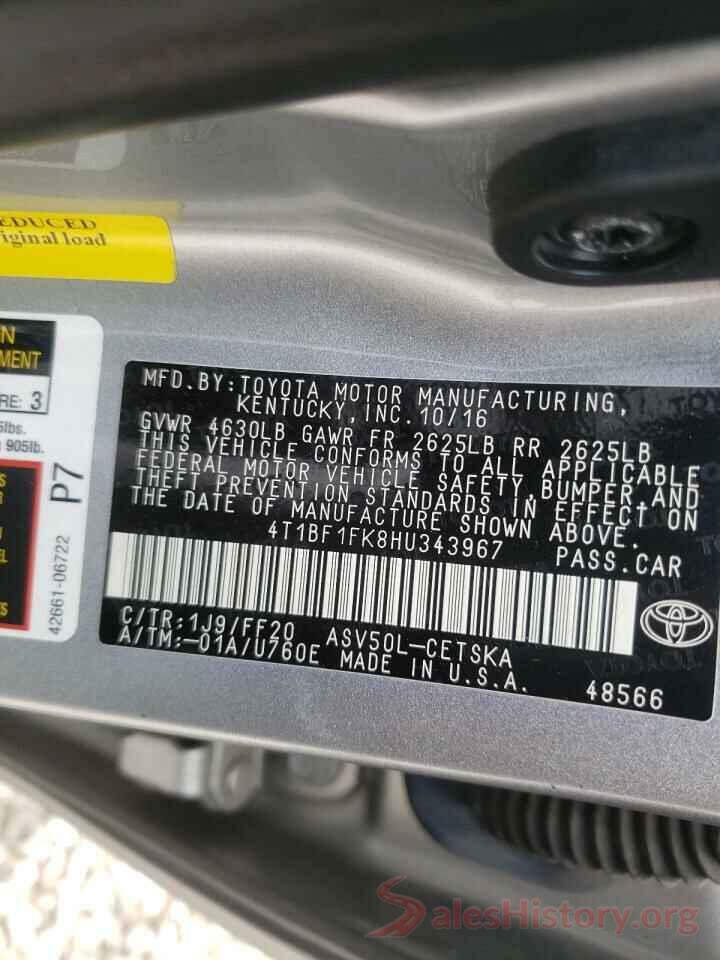 4T1BF1FK8HU343967 2017 TOYOTA CAMRY