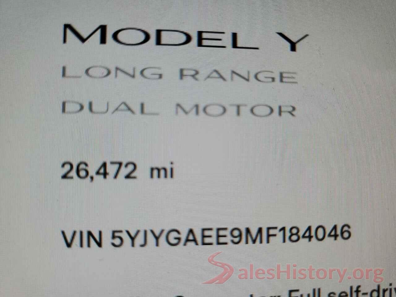 5YJYGAEE9MF184046 2021 TESLA MODEL Y