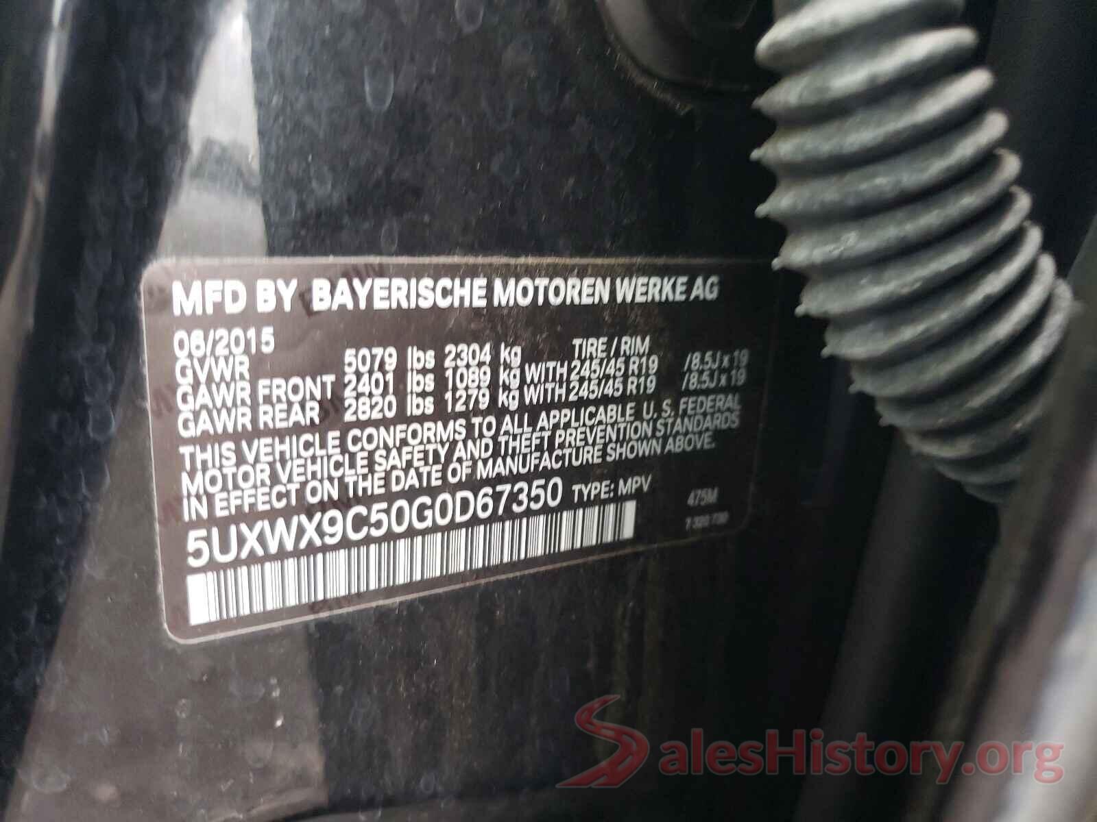 5UXWX9C50G0D67350 2016 BMW X3