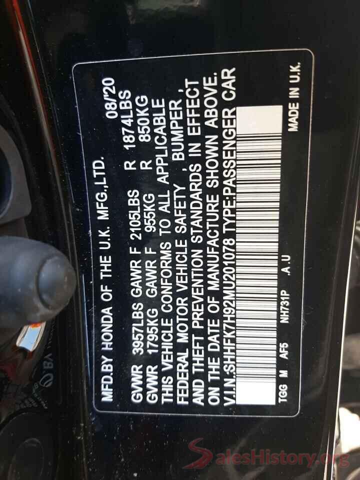 SHHFK7H92MU201078 2021 HONDA CIVIC