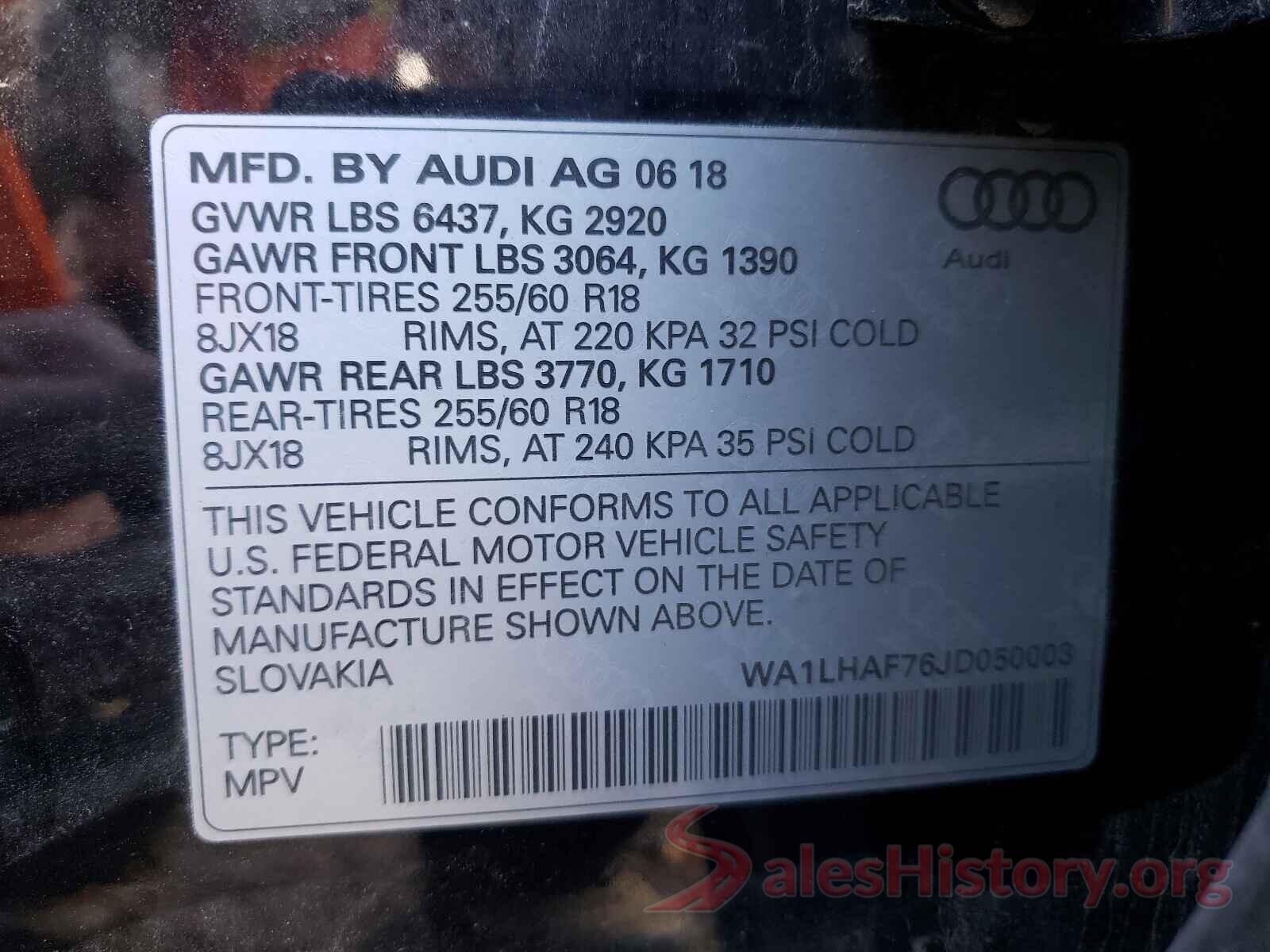 WA1LHAF76JD050003 2018 AUDI Q7