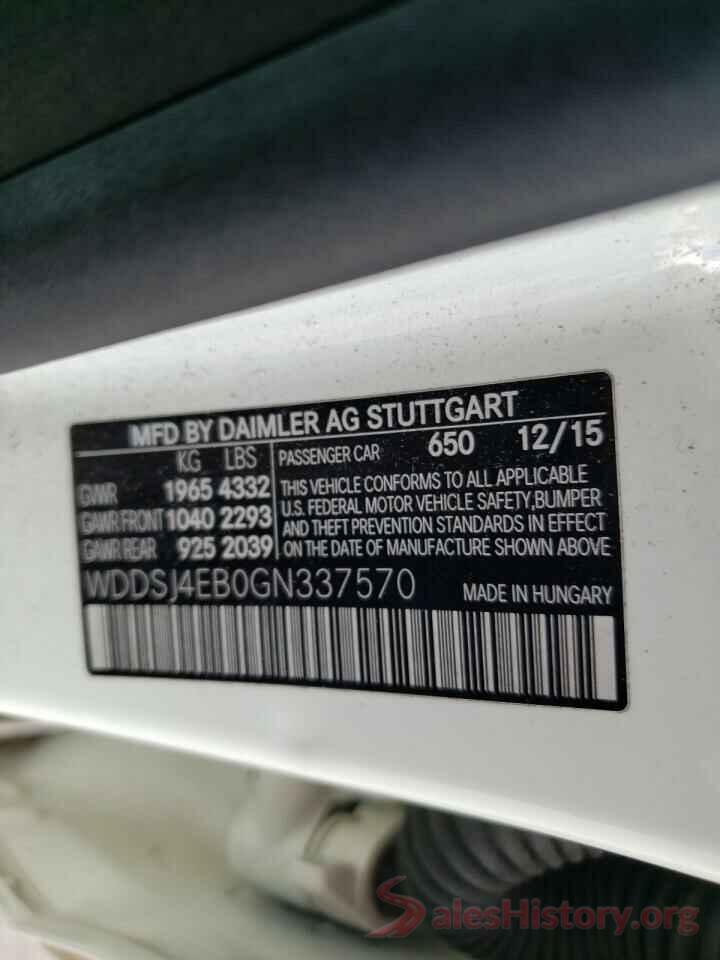 WDDSJ4EB0GN337570 2016 MERCEDES-BENZ CLA-CLASS