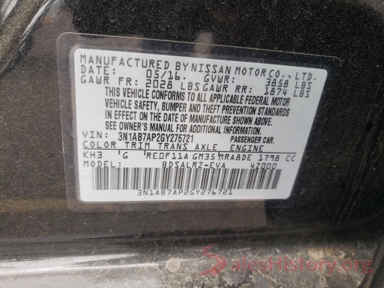 3N1AB7AP2GY276721 2016 NISSAN SENTRA