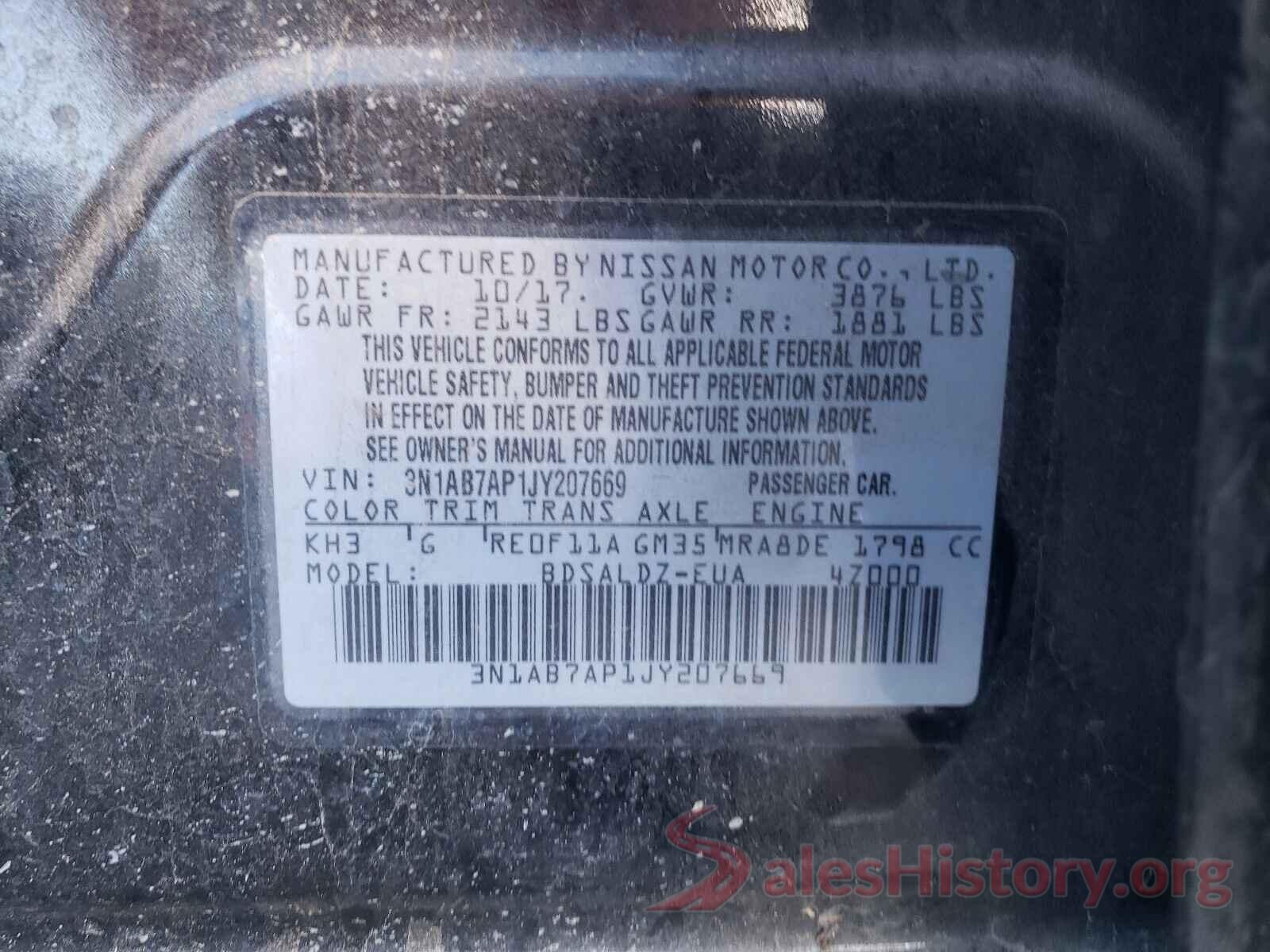 3N1AB7AP1JY207669 2018 NISSAN SENTRA