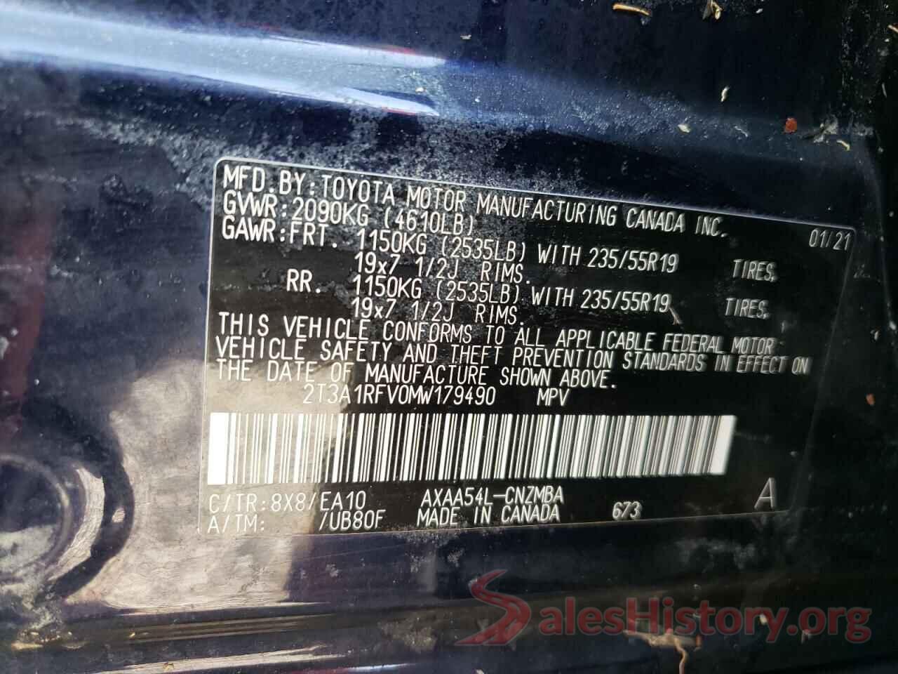 2T3A1RFV0MW179490 2021 TOYOTA RAV4