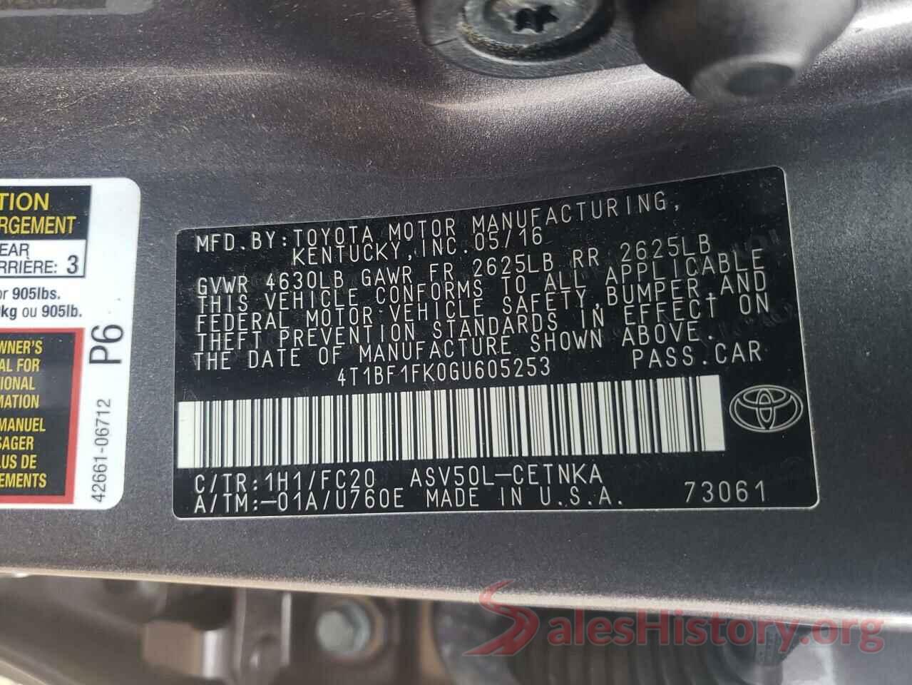 4T1BF1FK0GU605253 2016 TOYOTA CAMRY